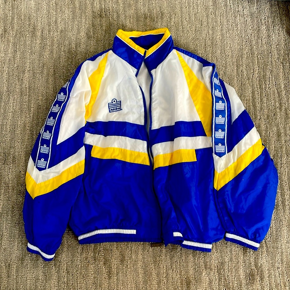 90s vintage Admiral jacket blue/yellow/white. Lightly worn.
